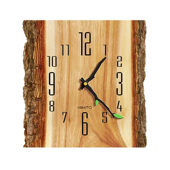 Estilo minimalista moderno creativo árbol de grano reloj de pared de la sala de estar Nórdicos silencio reloj de cuarzo de grano de madera del reloj de la decoración del hogar