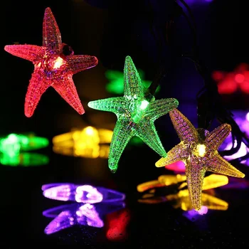 Estrella de mar Solar Decorativa Cadena de Luces de 5M 20 LED Impermeable de Hadas de Navidad Luces para Interior/al aire libre,Jardín,Casa,Vacaciones