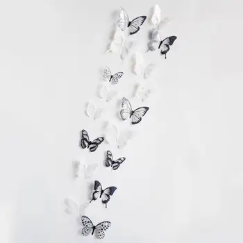 Etiqueta Engomada de la pared 36 Pcs 3D, Negro, Blanco Mariposa etiqueta Engomada del Arte de la Pared Calcomanía del Mural de la Casa de la Decoración de la Pared Pegatinas de Dropship 2018a26