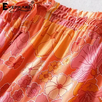 Everkaki Mujer 2 Piezas de Trajes de Conjuntos Boho Impresión Verano Arco Volantes Camis y Cintura Elástica pantalones Cortos Trajes de Mujer 2020 la Primavera de Nuevo