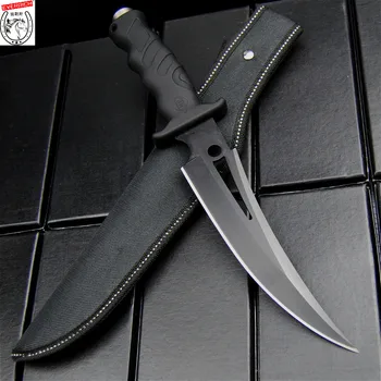 EVERRICH 5 cr13mov negro mango en fibra táctico cuchillo recto negro afilado cuchillo de caza de buceo cuchillo + funda de nailon