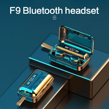 F9-7 TWS Bluetooth Auriculares Inalámbricos de Auriculares deportivos Auriculares 3D Sonido Estéreo de Auriculares Con Micrófono de Caja de Carga Y 4 del Oído Cap