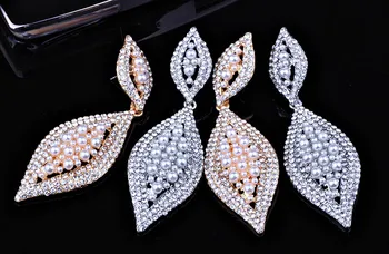 FARLENA Joyería de la Perla Simulada de la Hoja Forma de la Gota de los Pendientes de Cristal de la Moda Aretes para las Mujeres de la Boda