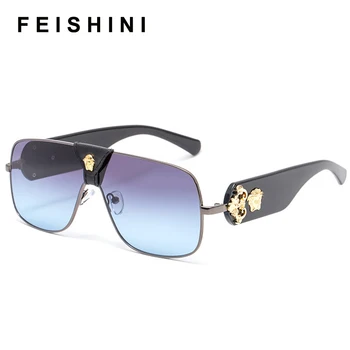 Feishini VE2150Q precio al por mayor 2020 Cuadrados de gran tamaño Gafas de sol de las Mujeres de Lujo de la Marca de Moda de la parte Superior Plana de los Hombres Gafas de Sombra Espejo