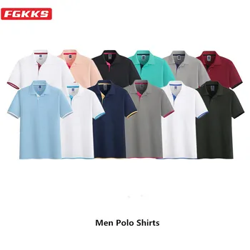 FGKKS Casual de la Marca de los Hombres Camisas de Polo de Verano Nuevos Hombres de Color Sólido Salvaje Camisas de Polo Masculino Cómodo Slim Fit Camisa de Polo Tops