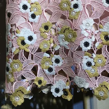 Flectit Rosa Cutwork Con Bordados Florales De Encaje Falda De Cintura Alta De La Rodilla-Longitud Una Línea De Faldas Para Las Mujeres