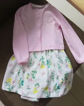 Flor de primavera niña ropa body +chaquetas ropa de bebé de Roupa infantil de trajes de bebé de algodón de la ropa para los 0-24M vestidos