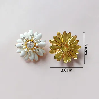 Flor Encanto de la Flor Colgante Material de la Aleación del Esmalte de Cristal en la Cabeza de la Boda de DIY 10pcs 30mm Color Oro Zinc de la Aleación de la Vendimia del Metal