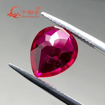 Forma de pera natural corte Artificial ruby 5# incluidos los menores grietas e inclusiones corindón suelto de piedra de la gema