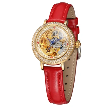 FORSINING de la Marca del Reloj de las Mujeres de Diamantes de Oro Automático de los Relojes de Moda de Lujo Reloj Mecánico Impermeable Vestido Casual Reloj de Señoras