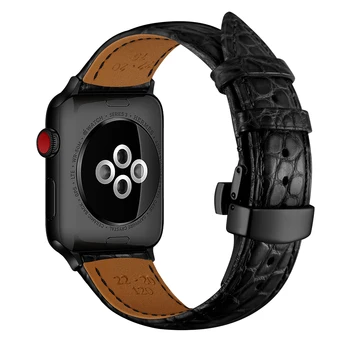 Francia cocodrilo correa de cuero para Apple watch 4 banda de 44 mm 40 mm iwatch de banda de 42 mm 38 mm de la parte SUPERIOR del Proceso de pulsera de Apple watch 3 21 5 44