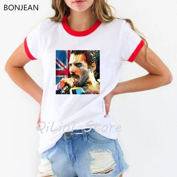 Freddie Mercury La Reina de la Banda T-Shirt de las Mujeres de la vendimia de vogue camiseta femme harajuku camisa de verano tops de mujer t-camisa de streetwear