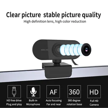 Full HD 1080P Webcam de la PC de la Computadora de la Cámara Web con Micrófono Giratorio de Cámaras para la transmisión en Vivo de Video llamadas en Conferencia de Trabajo