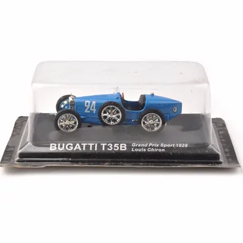 Fundido a presión 1/43 Azul Bugatti T35B Grand Prix Deporte 1928 Louis Chiron de Coches Clásicos Hoteles de Juguetes de Niños