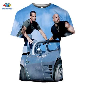 Furioso 7 de la Moda de la Camiseta de los Hombres de Paul Walker Fast & Furious Mujeres Hombres O-Cuello de la Camiseta de la Impresión 3d de Verano Casual de Manga Corta de la Camiseta de la H62