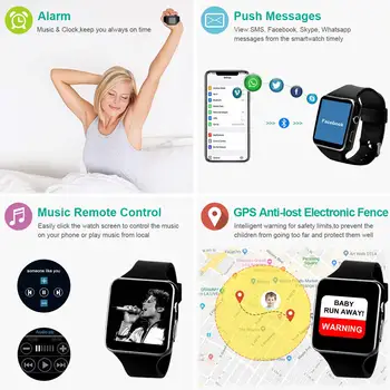 FXM Reloj Inteligente Digital Con Soporte para la Cámara de SIM de la Tarjeta del TF de la Pantalla Táctil Reloj despertador Sueño de Monitoreo de Reloj de los Deportes Para el Niño los Hombres de las Mujeres