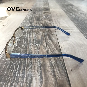 Gafas ópticas marco mujeres, la mitad de rim anteojos recetados hombres miopía gafas de metal, los lentes ópticos marco de los marcos del espectáculo