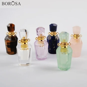 Gemas Botella de Perfume de Encantos para la Fabricación de Joyas de Amatistas de Fluorita Aceites Esenciales Colgante de la Botella de Perfume Difusor de la Joyería de la Moda