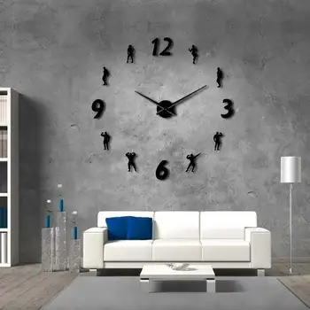 GIMNASIO Gran Reloj de Pared DIY Sin Mirar el Reloj de Pared de Diseño Moderno Gimnasio Sala de Arte de la Pared de Culturismo DIY Reloj Amantes de Regalo