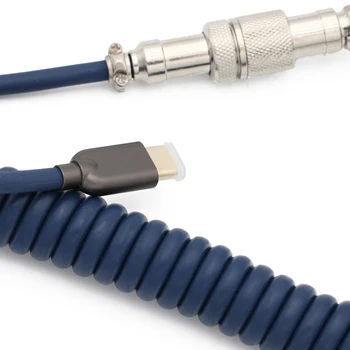 GKs Espacio Cable Aviator Azul Oscuro usb Personalizadas c puerto de Cable en espiral de alambre de Mecánico de Teclado GH60 cable USB tipo c USB