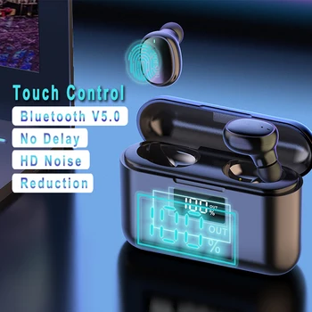 Gorsun V8 Inalámbrico de Auriculares [Actualizado]TWS Bluetooth 5.0 de reducción de Ruido Auriculares deportivos En la Oreja Toque Estéreo de Auriculares Inalámbricos