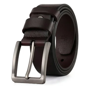 GOURS Hombres Cinturones de Cuero Genuino de Alta Calidad Negro Hebilla Cinturón de los pantalones Vaqueros en piel de vaca Casual Cinturones de Negocios de Vaquero de Cintura GPDM012