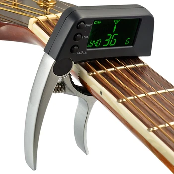 Guitar Capo Tuner 2 en 1 con pantalla LCD de Sujeción para la Acústica Folk Guitarra Eléctrica Accesorios