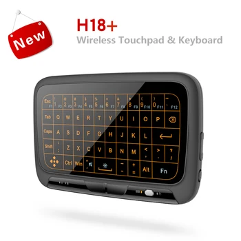 H18+ 2.4 GHz Wireless Mini Teclado Ratón de Aire Completo de la pantalla táctil QWERTY panel táctil con Función de luz de fondo Para android Smart TV box