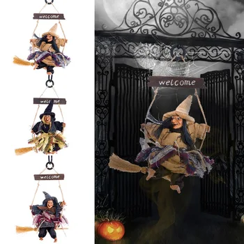 Halloween bruja de la escoba de una Estatuilla de Halloween Decoración Colgante de Adornos para la Fiesta de Jardín de Vacaciones Césped del Patio de la Decoración de Simulación de juguetes