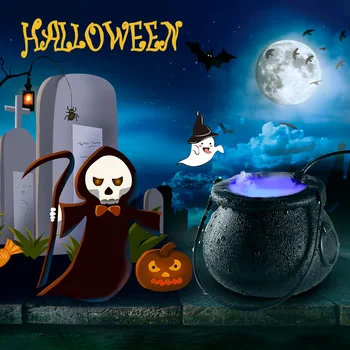 Halloween Bruja Pote de Humo de la Máquina LED Humidificador de Cambio de Color Espeluznante de la Decoración de la Fiesta de Halloween DIY Escena de Diseño de Broma Juguete 2020