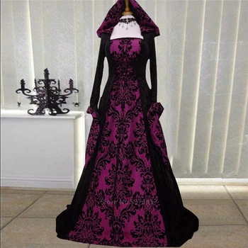 Halloween Traje de Cosplay para las Mujeres de la Vendimia Princesa Medieval Traje de Cosplay Europea Victoriana de la Corte Retro Elegante Vestido con Capucha