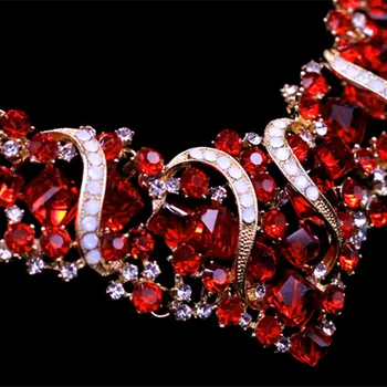 HanCheng Nueva Moda de Lujo Encantos Declaración Rhinestone Collar de las Mujeres de Cristal collares de Oro de la Aleación de Metal de la Joyería conjunto de collier