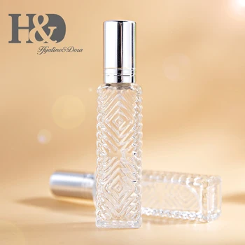H&D 12pcs Grabado Taj Mahal Estilo Claro de Cristal del Atomizador de Botellas de Spray Vacía Contenedores Rellenables para el Perfume del Aceite Esencial