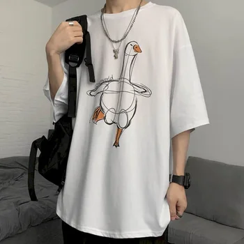 Harajuku las Mujeres Camisas de Verano Más el Tamaño de manga Corta T-shirt Macho Ins Impresión de dibujos animados Suelto Estudiante coreano de Media manga de la Camisa