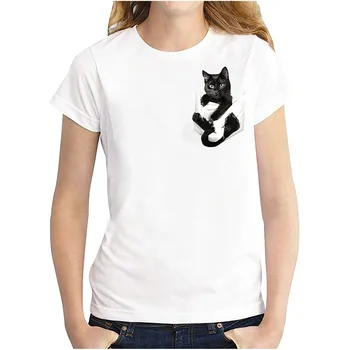 Harajuku las Mujeres T-Shirt 3D de Impresión de gato Casual camiseta de Verano de manga Corta de cuello Redondo Ropa Barata China Top Mode Femme 4XL 2021