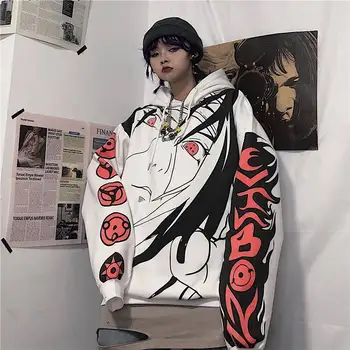 Harajuku Naruto Sudaderas Ropa De Abrigo De Invierno De La Moda De Dibujos Animados Sasuke Japón Tops Sudadera Unisex De Gran Tamaño Sudadera Con Capucha De Los Hombres De La Mujer