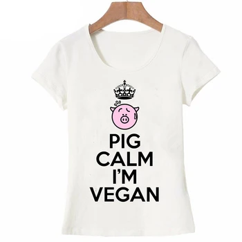 Harajuku Vegana T-Shirt de las mujeres Verdes de la salud de diseño de Tapas de Paz, Amor Vegana de impresión de la Camiseta de verano casual femenina Camiseta de chica linda camiseta