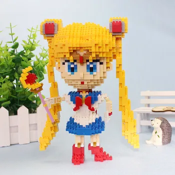 HC Anime de Sailor Moon Tsukino Usagi Niña de Combate Bloques de Construcción del Modelo 3D DIY Mini Diamond Ladrillos de Construcción de Juguete para Niños Regalos