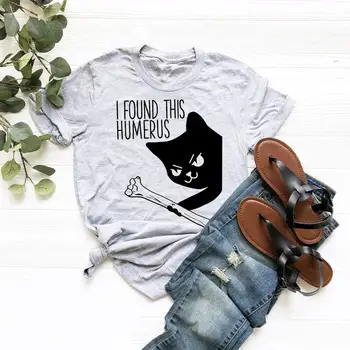 He Encontrado Este Húmero Camiseta Sarcástico Halloween gráfico de gato lindo partido hipster vintage lema tees de calle de estilo gótico arte tops