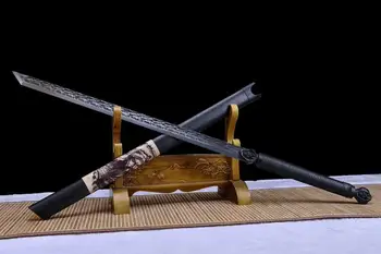 Hecho a mano de la dinastía Tang, la Espada de WUSHU de la Cuchilla bracamarte temperamento de acero de resorte cuchillo por el borde del Dragón de Guan Yu