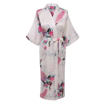 Hembra roja de Imitación de Seda de la Bata Albornoz Estilo Chino de las Mujeres ropa de dormir de Kimono de Baño Vestido de Mujer Pijama Talla S-XXXL
