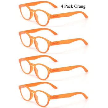 Henotin 4 pares de gafas de lectura para los hombres y mujeres con bisagras de muelle oval marco colorido lector de cristales de alta calidad