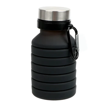 HILIFE de 550 ml Con Tapa y Montañismo hebilla de Piscina al aire libre de Viaje Plegable Botella Retráctil Plegable Botella de Agua