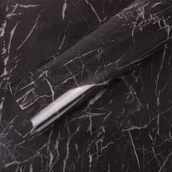 HOHOFILM 60cmx50cm de Mármol Negro papel pintado de Vinilo Auto-Adhesivo de la Encimera de la Cocina del Gabinete de la etiqueta Engomada de Aceite-Uso de la prueba de protección