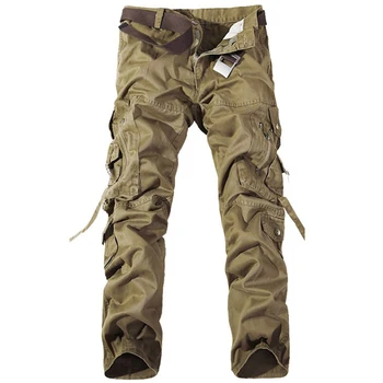 Hombres Pantalones de Carga 2020 de la Moda de los Hombres Sólidos Militar de los Pantalones de los Hombres Pantalones de Peto de Casual Bolsas de Carga del Ejército Pantalones Masculinos