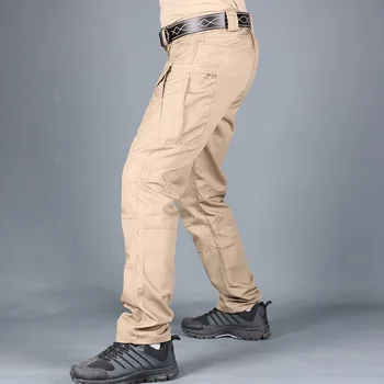 Hombres Pantalones de Color Sólido Impermeable de secado Rápido Multi-Bolsillos al aire Libre Táctico Pantalones Pantalones con Bolsillos de Alta Calidad