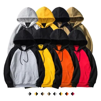 HOMBRES Sudaderas con capucha de Color Sólido 2020 Otoño Nuevo Estilo Sudaderas Popular Logotipo de la Marca Personalizable Impreso de la Oficina Versi Desgaste de la Calle