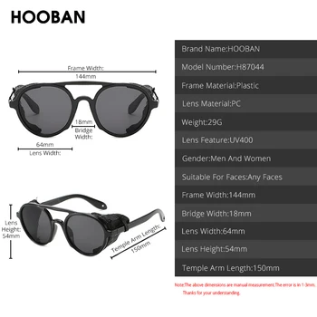 HOOBAN Steampunk Diseño de la Marca de Gafas de sol de las Mujeres de los Hombres Retro Ronda del hombre de Gafas de Sol de Mujer de la Vendimia de Conducción Gafas de Sombra UV400