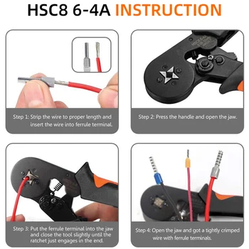 HSC8 6-4 0.08-10 mm2 tubular de alicates de engastar 1640pcs terminal herramienta crimpadora kit de mini eléctrico de alicates de precisión pinza pelacables