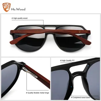 Hu Madera de la Marca de Diseño de Madera de Bambú de Gafas de sol de las Mujeres de los Hombres de la Vendimia de la Plaza Gafas de Sol de Moda de Recubrimiento de Espejo Gafas de sol UV400 Oculos